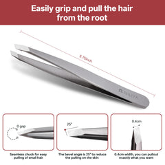 NILIYA Eyebrow Tweezers with slanted edge for better visibility and control during shaping.