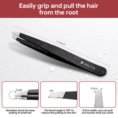 NILIYA stainless steel eyebrow tweezers offering durability and easy cleaning