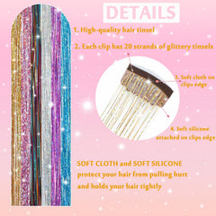 Nineibei clip-in tinsel hair easy install for quick transformation.
