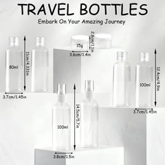 Ninsula travel bottles set two 80ml flip-top bottles ideal for toiletries