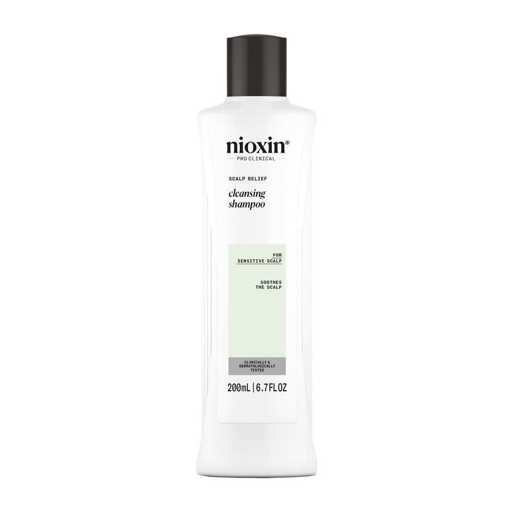 NIOXIN Scalp Relief Cleansing Shampoo bottle with soothing formula for irritated scalps.