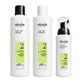 Nioxin System 2 cleanser bottle refreshing the scalp for natural hair.