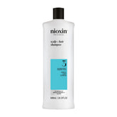 Nioxin System 3 shampoo for color-treated hair cleansing close-up shows vibrant, fuller strands