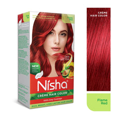 Nisha Creme Hair Color Flame Red kit for easy at-home color application
