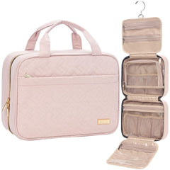 NISHEL travel toiletry bag hanging to keep essentials within reach while traveling.