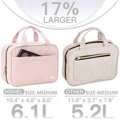 NISHEL travel toiletry bag transparent window speeds security screening by exposing contents clearly.