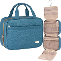 NISHEL travel toiletry bag in lake-blue, compact and organized for toiletries.