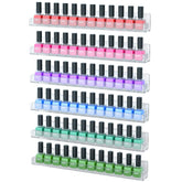 NIUBEE wall-mounted nail polish rack shows clear acrylic display for easy color selection.
