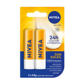 NIVEA bálsamo labial SPF30, pack dúo para protección solar de labios.