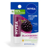 NIVEA Blackberry Lip Care packaging, compact and convenient for on-the-go moisturization.