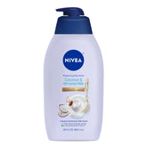NIVEA botella Coco y Leche de Almendra, hidratación suave para la piel.