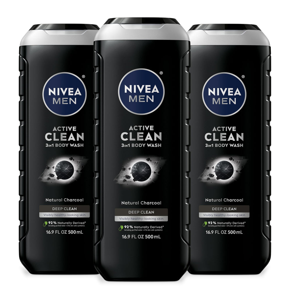 NIVEA MEN Active Clean Carbon Botella: limpieza profunda sin resecar la piel.