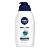 NIVEA MEN Sensitive – botella con bambú, hidratación suave para piel sensible.