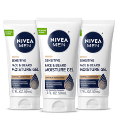 NIVEA MEN Sensitive Face and Beard Moisture Gel tube packaging for daily hydration