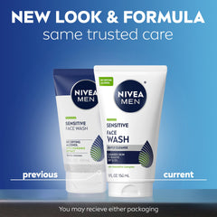 NIVEA MEN Sensitive Face Wash tube back shows ingredients and usage guidance