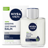 NIVEA MEN Sensitive Post Shave Balm bottle close-up highlighting VitaminPro Complex for irritation relief