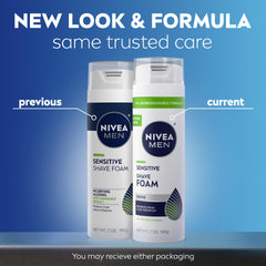 NIVEA MEN Sensitive Shave Foam six-pack cans suggest steady daily use.