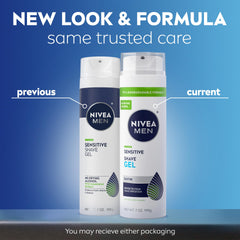 NIVEA MEN Sensitive Shave Gel can pouring rich creamy foam