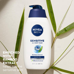 NIVEA MEN Sensitive – combinación 3 en 1 para rostro, cabello y cuerpo.