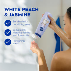 NIVEA Nourishing Serum blend applied to moisturize and soften skin.