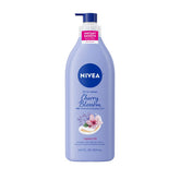 NIVEA Cherry Blossom Oil Infused Lotion bottle with pump for easy, precise application