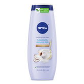 NIVEA Pampering body wash bottle top view for easy daily cleansing.