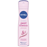NIVEA Pearl Beauty Spray bottle front view showing sleek design and protection.