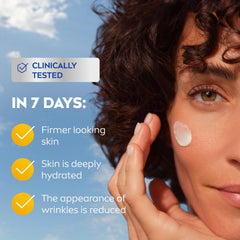 Textura suave se absorbe rápido, piel hidratada con NIVEA Q10 Plus.