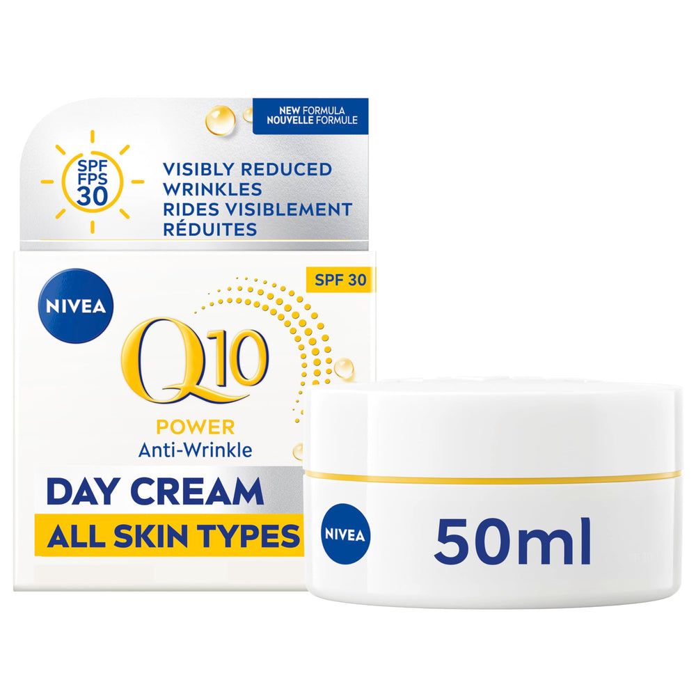 NIVEA Q10 Plus Crema Día SPF30 50 ml, bote compacto para uso diario.