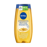 NIVEA Rich Care Shower Oil botella: hidratación profunda para piel seca durante la ducha.