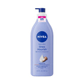 NIVEA Shea Nourish bottle with pump delivers quick, non-greasy hydration for everyday use