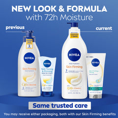 NIVEA Skin Firming Gel Cream tube shows light texture for easy application