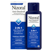 Nizoral 2-in-1 bottle label highlights 1% ketoconazole for scalp care