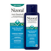 Nizoral anti-dandruff shampoo bottle pour for quick dandruff relief.