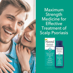 Nizoral psoriasis shampoo conditioner duo demonstrates 2-in-1 care.