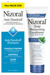 Nizoral shampoo bottle pour showing quick scalp relief.