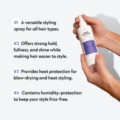 No Nothing Unscented Styling Mist spray nozzle highlights even application on fine hair.