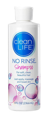 No-Rinse CleanLife Shampoo bottle pours for a quick, waterless refresh.