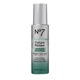 No7 Future Renew Night Serum bottle on a vanity promoting overnight renewal.