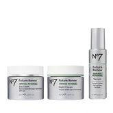 No7 Future Renew serum bottle close-up showing lightweight, fast-absorbing formula.