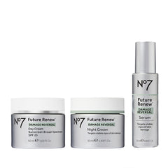 No7 Future Renew serum bottle close-up showing lightweight, fast-absorbing formula.