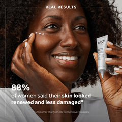 No7 Future Renew Serum de ojos, textura ligera y absorción rápida para una experiencia cómoda.