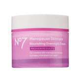 No7 Nourishing Overnight Cream bottle shown for hydrating dry menopausal skin.