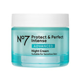 No7 Protect & Perfect Intense Advanced Night Cream bottle front with premium packaging.