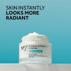 No7 Protect & Perfect Intense SPF 30 label close-up showing sun protection