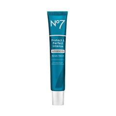 No7 Protect & Perfect Serum bottle shown for daily anti-aging care with hydrating benefits.