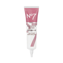 Crema de ojos No7 Restore & Renew frente al envase, hidratación suave para la mirada.