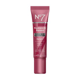 No7 Restore & Renew botella en primer plano, hidratación suave para la piel.