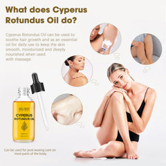 Nodfens Cyperus Rotundus oil close-up texture indicating lightweight, non-greasy formula.