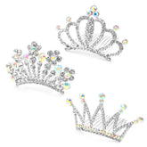 NODG 3-piece silver tiaras with hair combs for elegant weddings